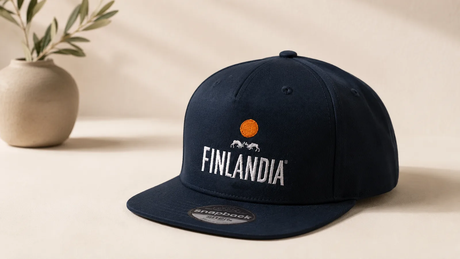 Hímzett logós baseball sapka fekvő beállításban, világos háttéren